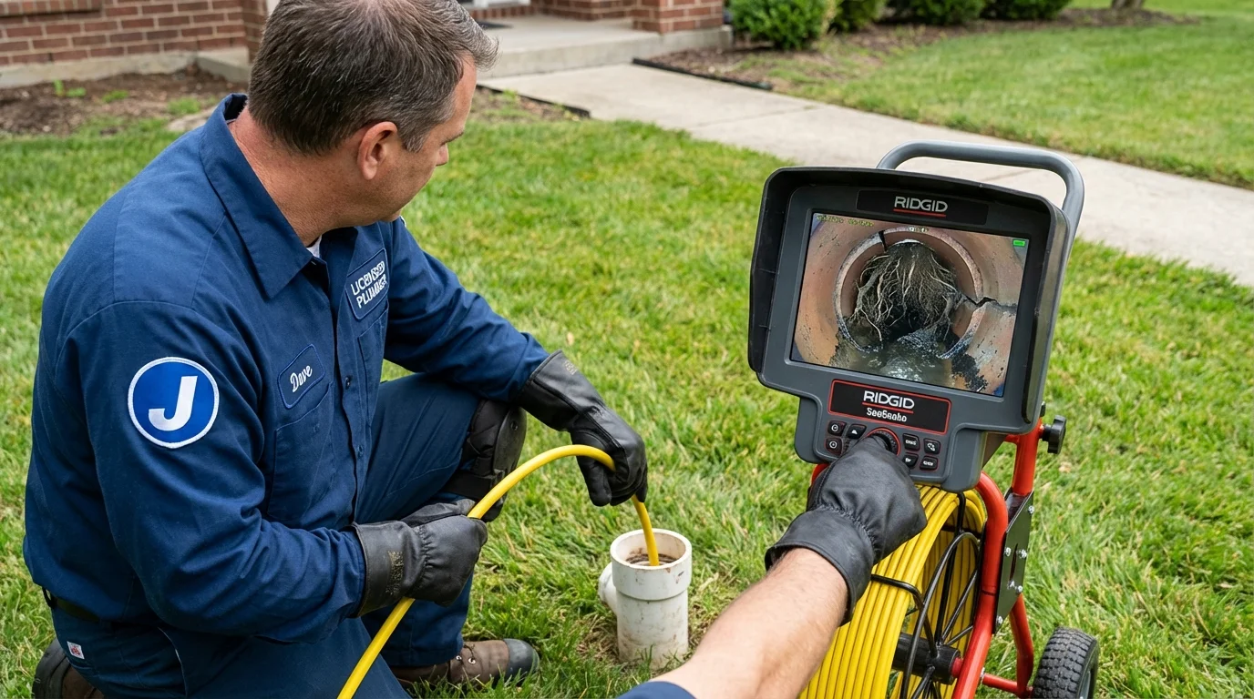 Sewer camera inspection being performed by Johns Plumbing LLC in Erie